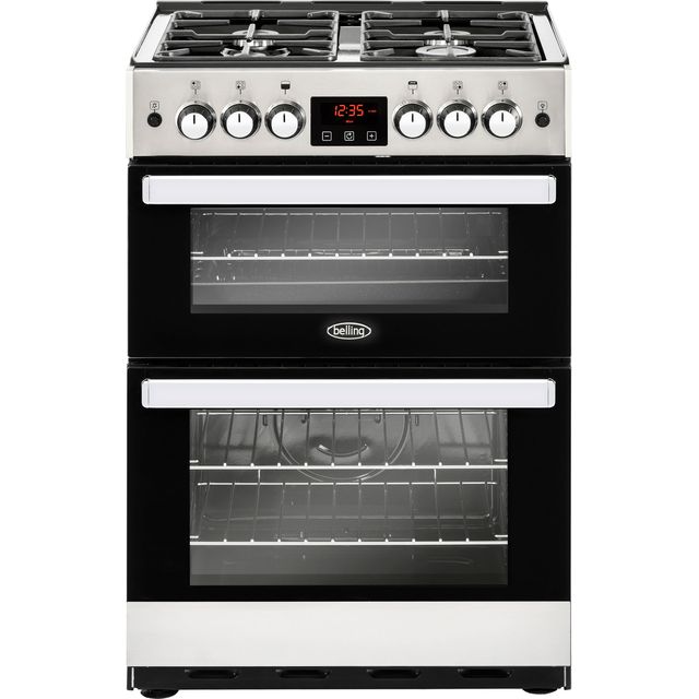 Belling Cookcentre 60G 60cm Freestanding Gas Cooker with Full Width Electric Grill - Stainless Steel - A+/A Rated